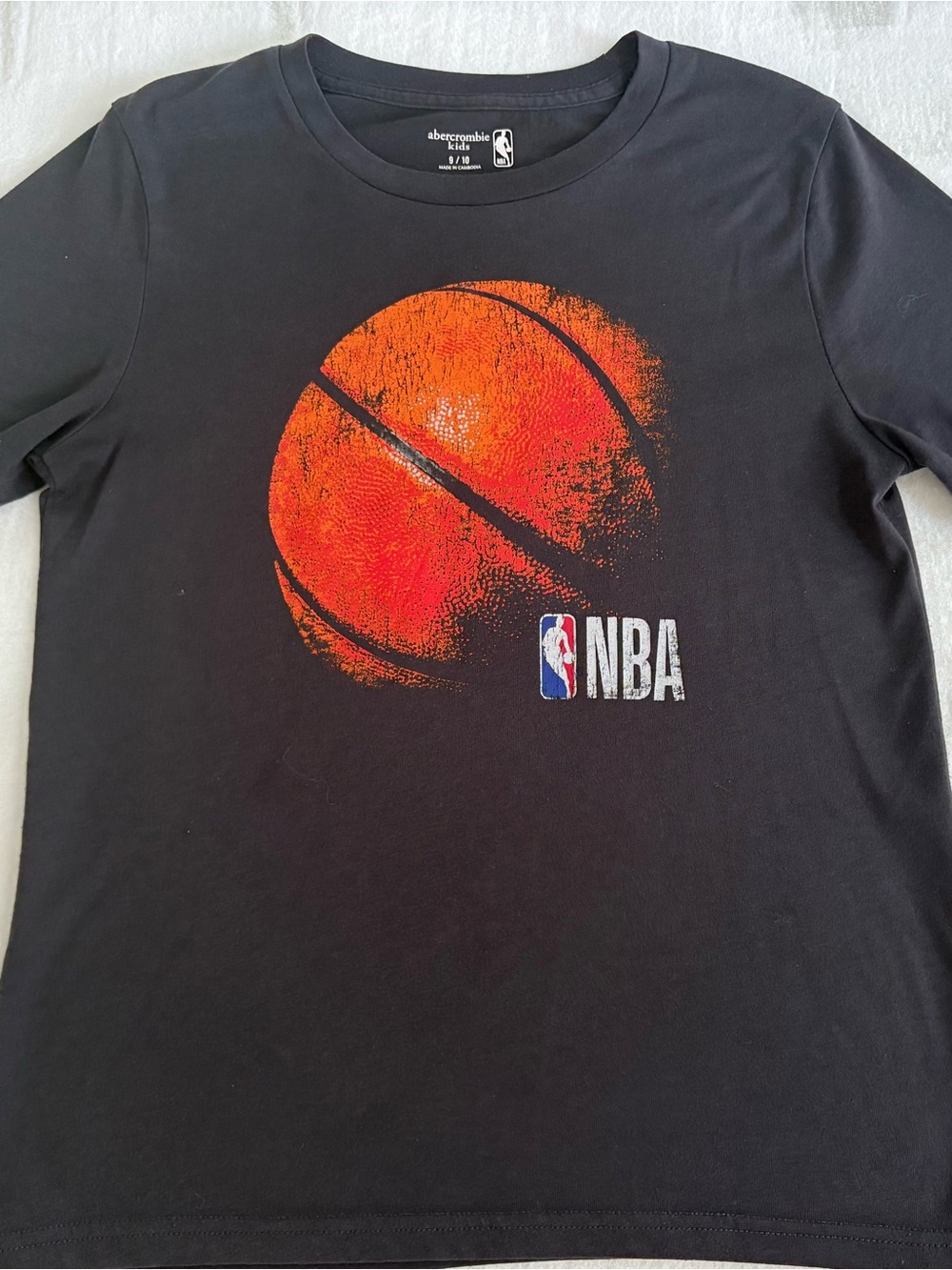abercrombie kids Black Tee with Orange Basketball Graphic